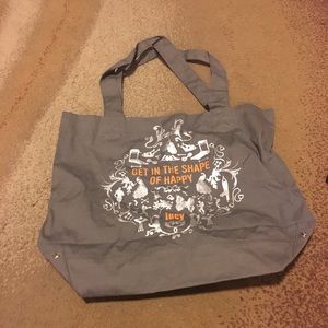 Canvas gray tote bag “get in the shape of happy” never worn